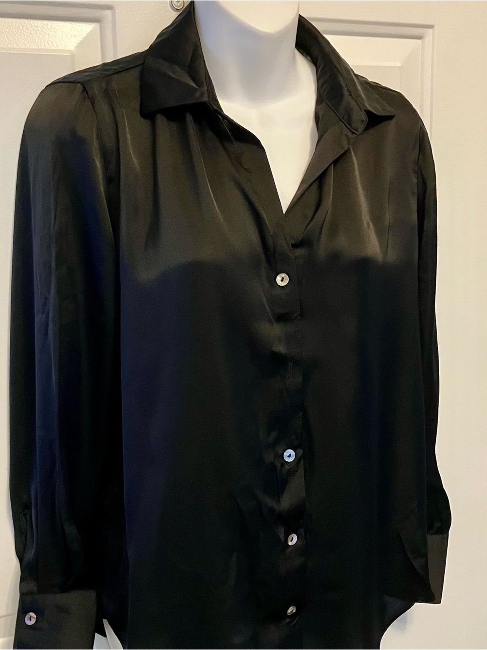 NWT Industry Republic Satin Black Button-Down Shirt Women's Shirt Top
